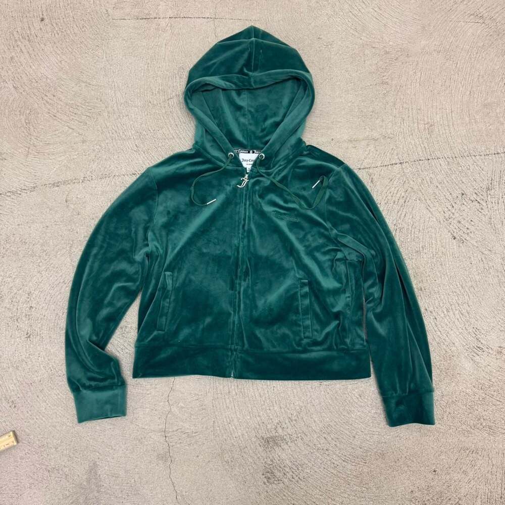 Juicy Couture Velour Cropped Zip Up Hoodie